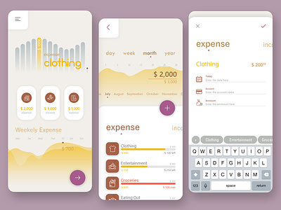 Expense tracker android app design expense expense tracker ios app mobile app mobile ui money money management ui ux vector