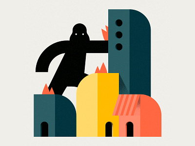 Monster buildings color fire geometry illustration illustrator kingkong monster vectorart vectorartist
