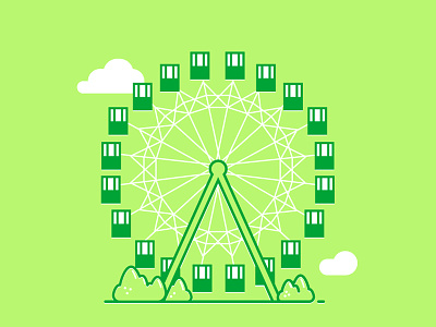 Ferris wheel architecture argentina clouds córdoba green illustration sky structure wheel