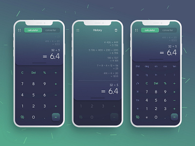 Calculator / Daily Ui #004 001 004 app application calculator clay concept daily ui dailyui figma fluent gradient green ios mathematics mobile mobile ui neomorphic neomorphism violet