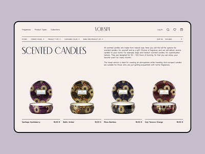 Candles Shop Concept beige candle candles catalog catalogue cream daily ui e commerce inspiration laconic page shop simple simplicity swiss ui violet wax web webdesig