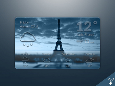 Weather Widget Freebie blur design france free freebie graphic graphic design ios7 paris psd weather widget