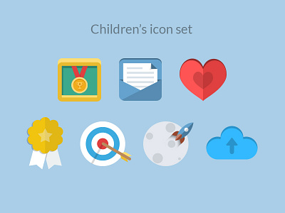 Children's icon set app app design children icon icons ios ios design iphone medal moon rocket teaching