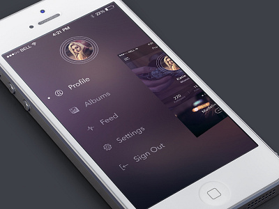 Menu Screen app app design ios icon icons interface menu photo side menu profile