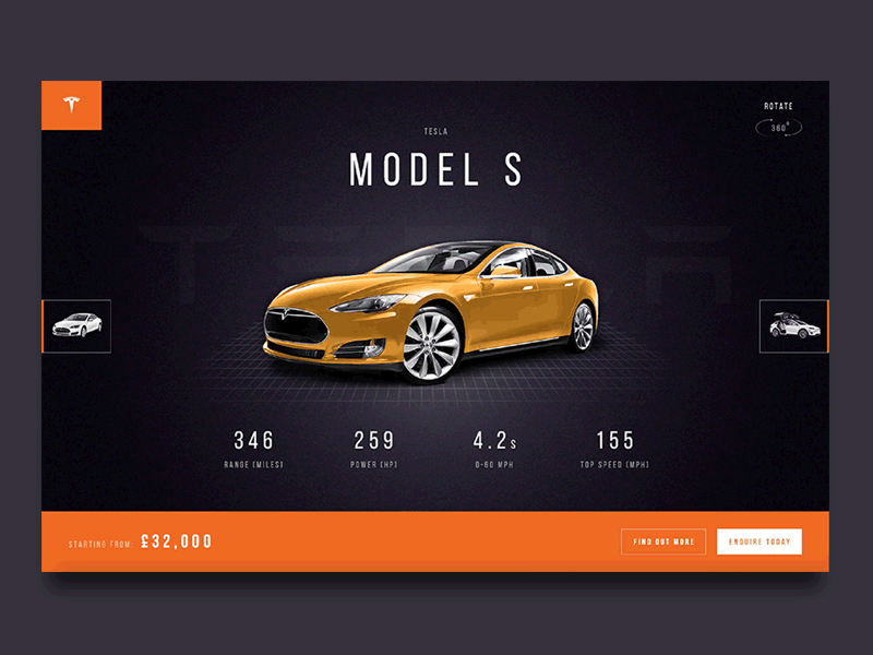 Tesla Concept animation car design flinto tesla ui ux web