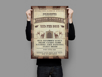 Revolution Circus Poster adobe illustrator adobe photoshop circus flyer flyer design graphic design graphicdesign illustration mockup poster poster design vintage