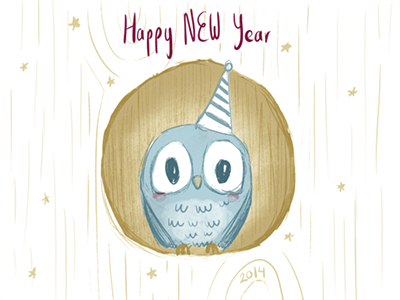 Happy New Year Dribbblers. new year owl rough. sketch