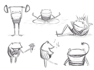 Frog character poses