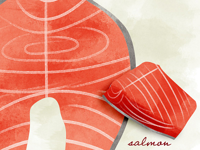 Salmon watercolor WIP food illustration salmon watercolor