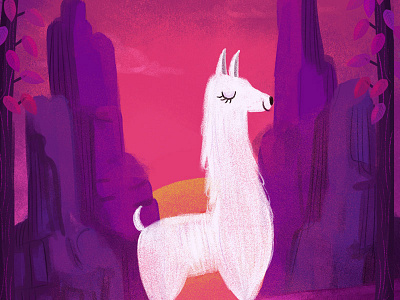 Llama — digital painting exercise background illustration llama personal purple scene