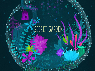 Secret gardern final poster flowers garden glass illustration secret garden terrarium