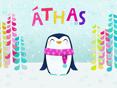 áthas - joy as gaeilge cards christmas holiday irish joy penguin type