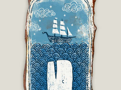 Journey of Jonah boat bottle illustration jonah water waves whale