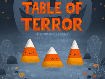 Table Of Terror candy candy corn halloween illustration october sweet