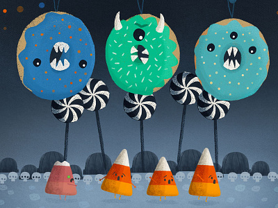 Monster Donuts - Table of Terror candy corn character donuts halloween illustration monster table of terror