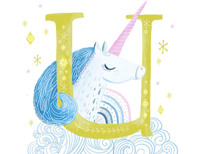 Unicorn lettering. creature illustration lettering magical mythical type unicorn