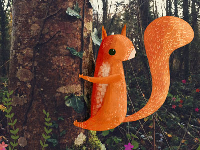 Squirrel animation forest illustration mixed media photography squirrel tree