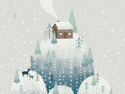 Winter Scene adventure disappear house illustration mountain outside snow winter