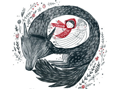 Day 6 Inktober - Little Red. illustration inktober little red wip wolf