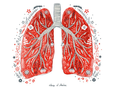 Inktober Lungs illustration inktober lungd red wip