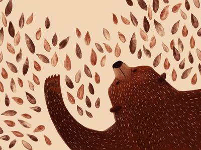 Hiding bear animals bear illustration leaves