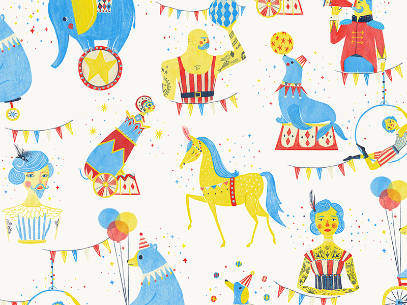 Circus Pattern applied 100days circus illustration pattern surface design