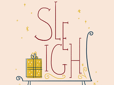 Sleigh hand lettering card