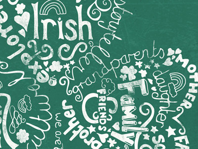 Happy St. Patricks Day chalkboard green handdrawn type illustration ireland irish. poster type