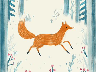 Wintery and foxy fox illustration watercolor winter