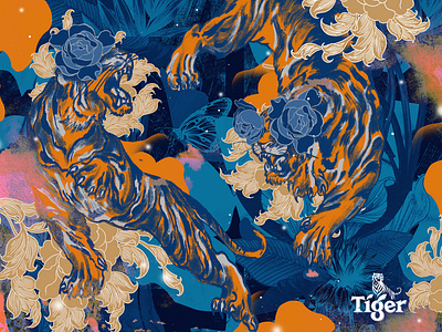 Uncaged animals drawing floral illustration nature tigers wildlife