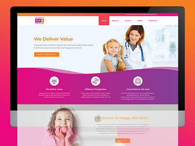 Happy Kid Clinic Home Page branding clinic website design design home page kids website landing page ui web design
