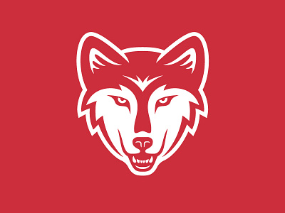 Red Wolf logo nba nhl red sports stroke vector wolf