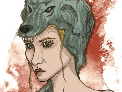 Something is squeezing my skull design illustration skull wolf woman