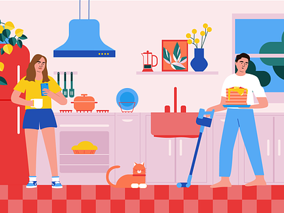"Stuck at home" illustration collection for Blush animation art color color palette digital graphic design illustration illustrator ui vector