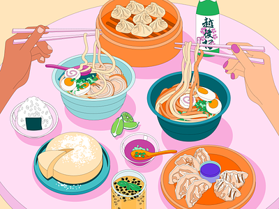 Isometric Illustration art color palette dribbble dribbblers food illustration isometric noodles ramen shape visual design