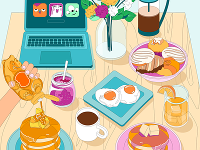 Isometric Illustration 2d 3d art breakfast color design food illustration isometric meal shapes visual