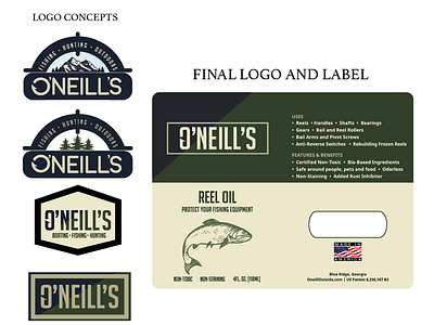 O'Neill's Outdoors Logo and Labels branding graphic design labels layout logo typography