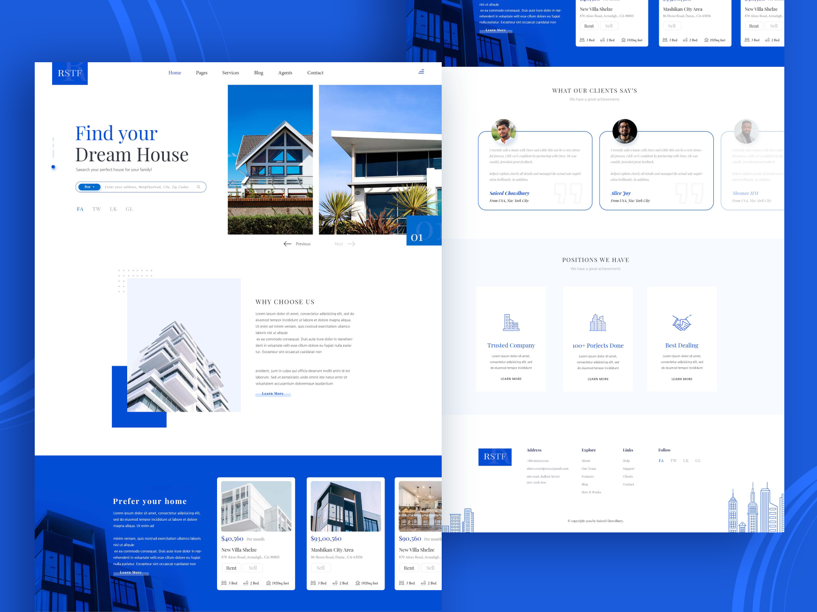 Real estate website mockup design by Saieed Chowdhury on Dribbble