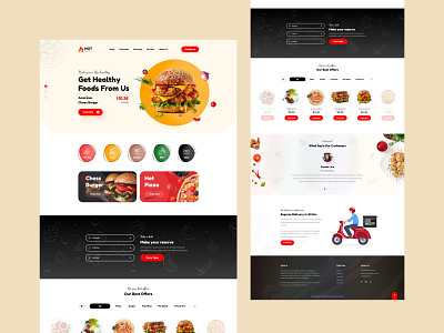 Restaurant Website Template Design adobe xd design clean ui fastfood food and drink restaurant website design