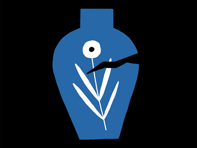 Broken Vase black blue broken ceramic flower flower illustration illustration vase