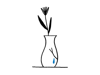 Tender Zine: Broken Vase black blue flower illustration spot vase
