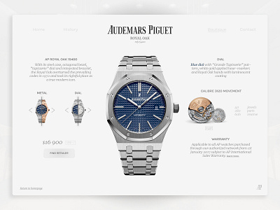 Audemars Piguet Webdesign branding design logo typography ui ux watch watch face watch ui webshop website website concept