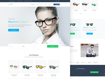 Glasses Store Landing e commerce flat glasses icons landing optica products store sunglasses ui ux web