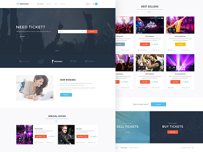 Event Tickets Main Page (WIP) buy design events finder flat layout services theme tickets ui ux web