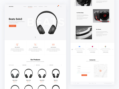 Store Landing Page e commerce earphones flat icons landing product store ui ux web