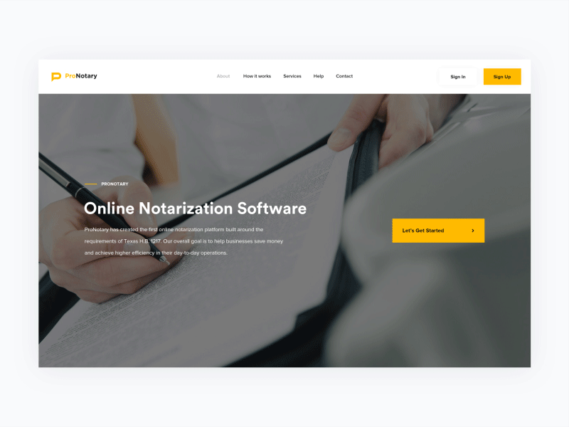 Pronotary Landing animation artem dashboard flat notary pronotary services ui ux web