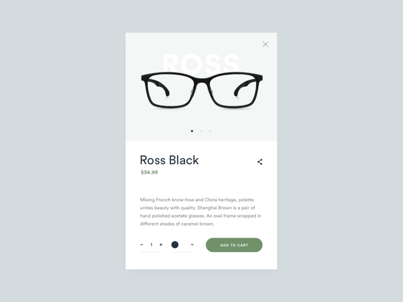 Product Single Popup ae aftereffect animation color picker dropdown flat glasses icons modal oppy popup slider store ui ux web