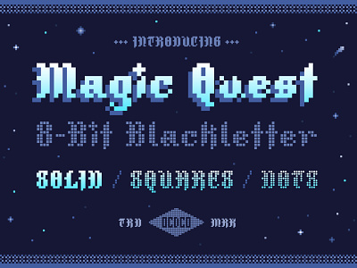 Magic Quest - 8-Bit Blackletter blackletter design font design font family fonts futuristic magic poster art quest retro typography vector videogame