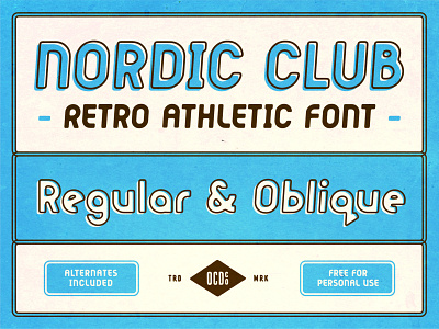Nordic Club - FREE FONT branding design font font design font family freebie nordic poster art retro retro design retro font skiing texture typography vintage x country