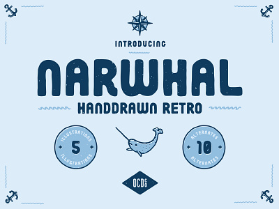 New Font - Narwhal design font free illustration typography vector